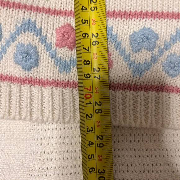Floral Knit Cardigan Women's Size Small Cream Pastels Grandma Teacher Day Care - Picture 6 of 8